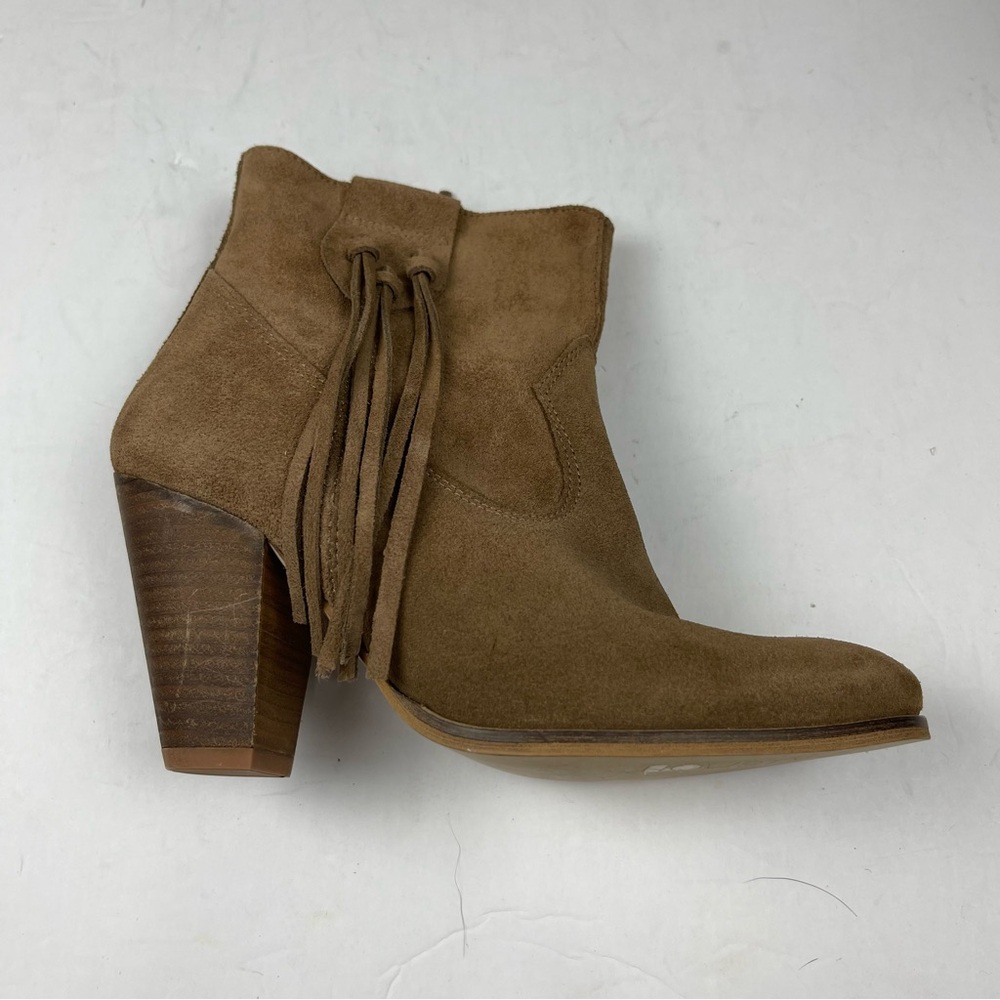 Howsty Anthropologie Marci Tan Suede Leather Fringe Western‎ Ankle Bootie EU 37